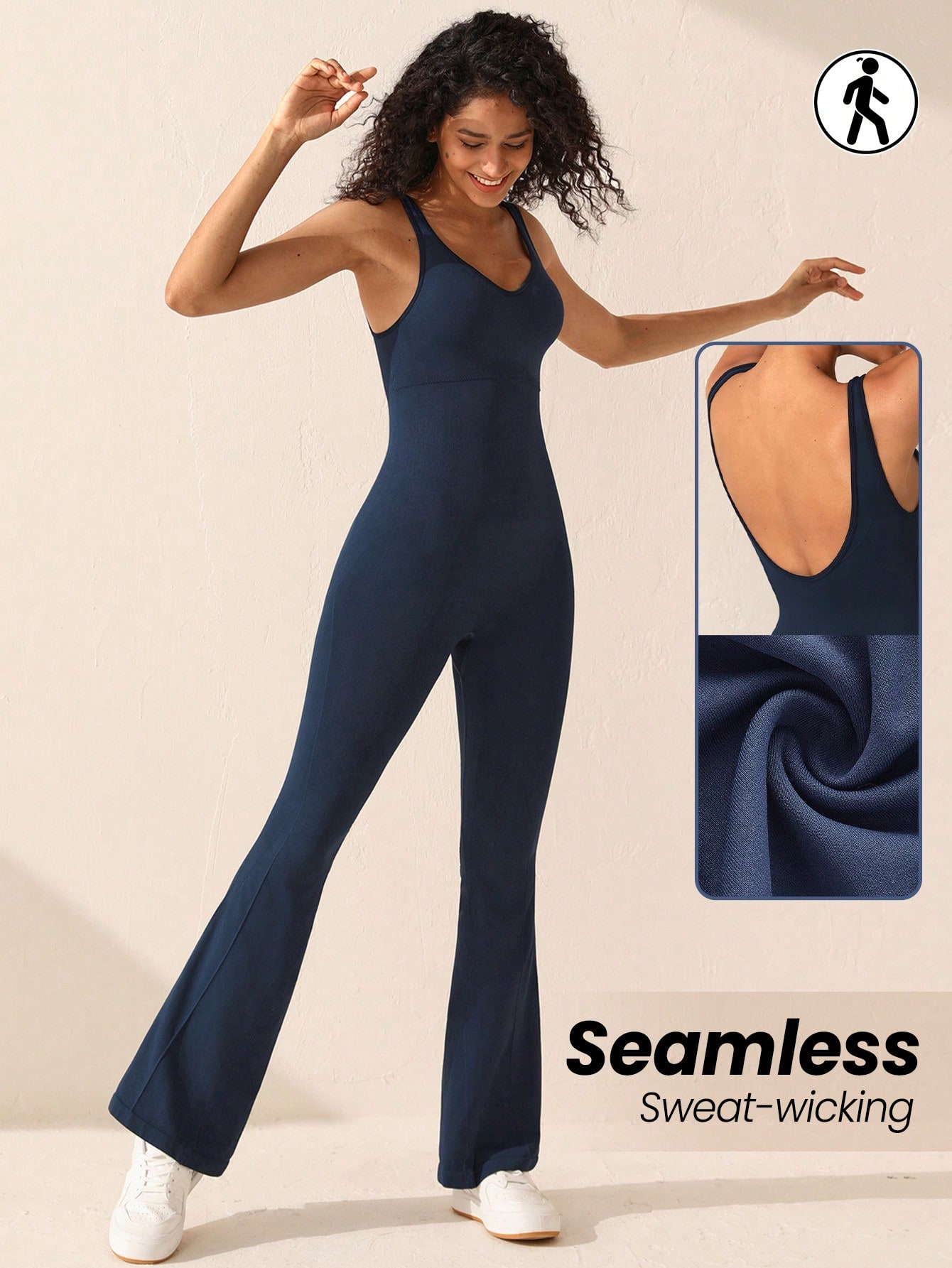 Shoulder strap backless wide leg jumpsuit